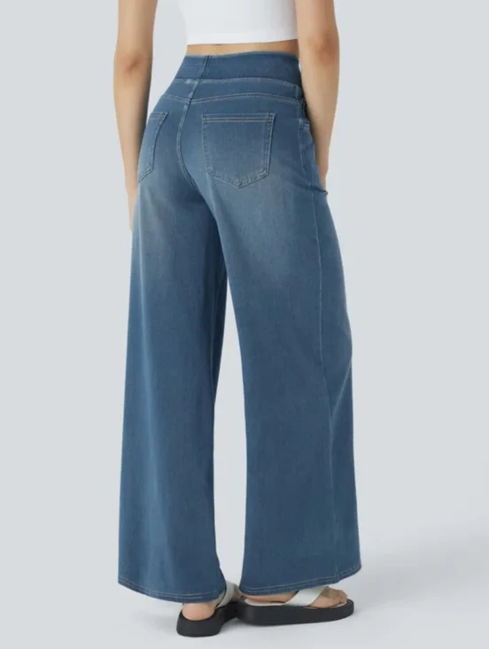 NWT Halara Flex High Waisted Pull On Baggy Wide Leg Jeans Denim Pants Size XL - Picture 2 of 12